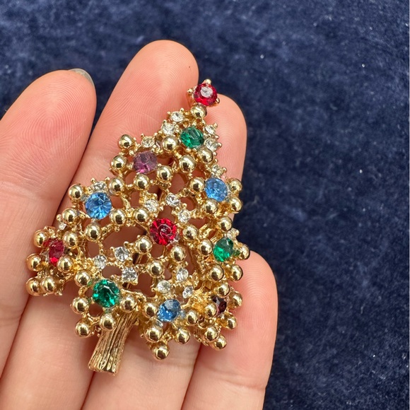 Signed Eisenberg Books Vintage pin Brooch with polychrome rhinestones - Picture 3 of 9